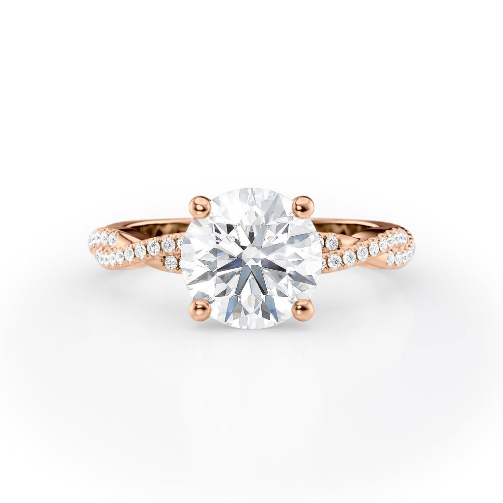 2 CT Round Cut Twisted Pave Moissanite Engagement Ring