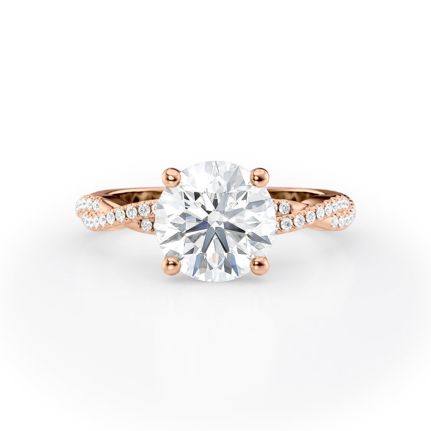 2 CT Round Cut Twisted Pave Moissanite Engagement Ring