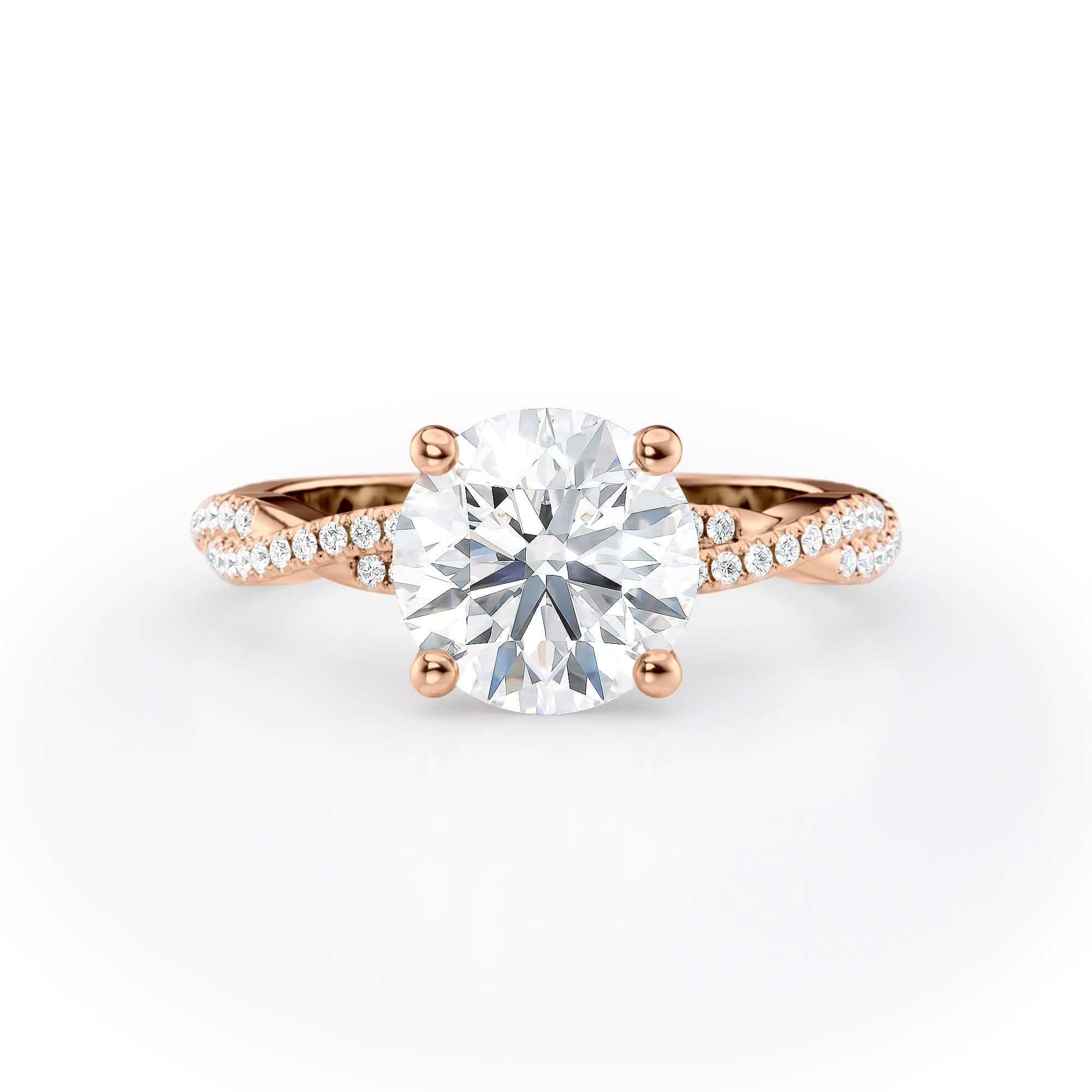 2 CT Round Cut Twisted Pave Moissanite Engagement Ring