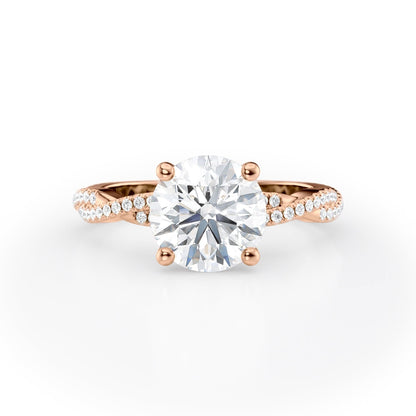 2 CT Round Cut Twisted Pave Moissanite Engagement Ring