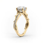 2 CT - 3 CT Round Cut Hidden Halo Twig Style Pave Moissanite Engagement Ring