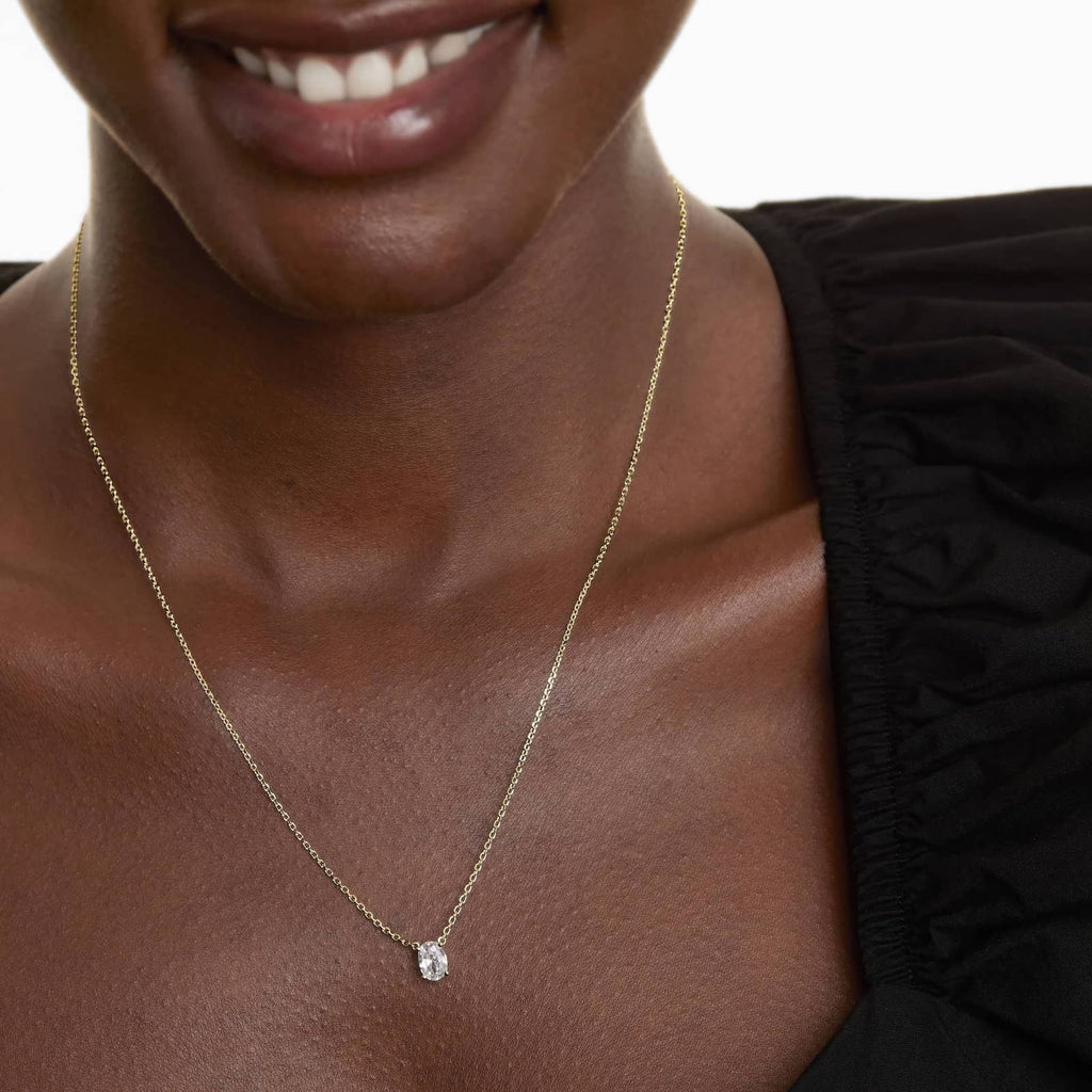 0.25 - 3.00 CT Oval Cut Moissanite Diamond Solitaire Necklace