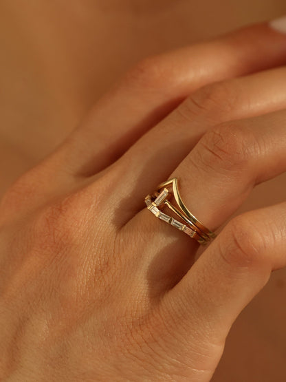 0.37 TCW Baguette CVD Diamond Curved Wedding Band