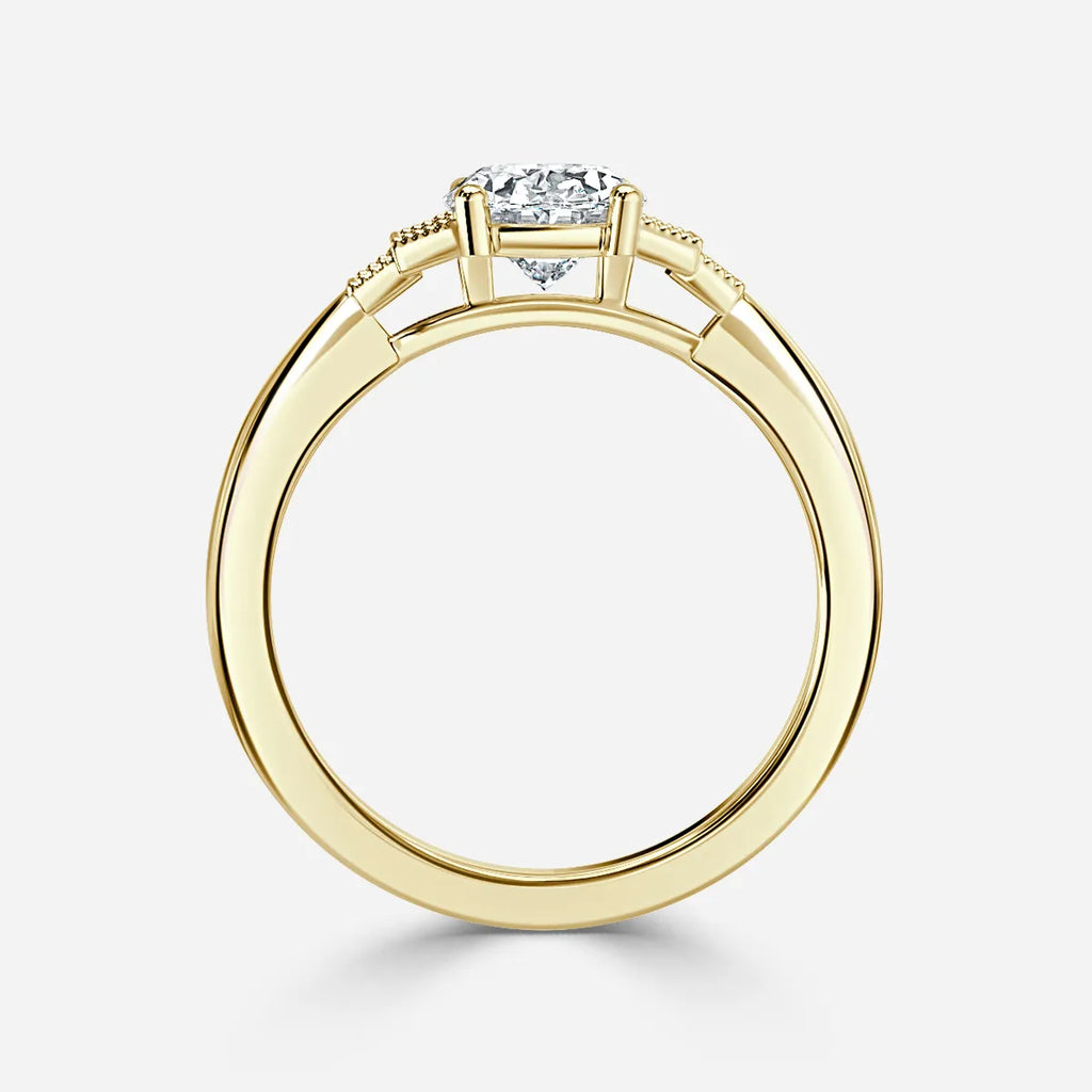 0.6 CT - 1.5 CT Oval Cut Milgrain Cluster Moissanite Engagement Ring