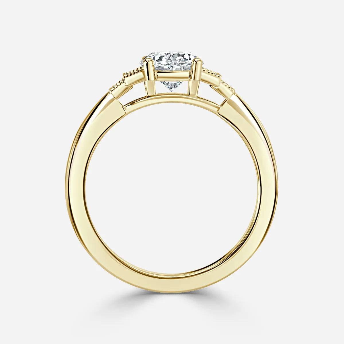 0.6 CT - 1.5 CT Oval Cut Milgrain Cluster Moissanite Engagement Ring