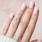 2.0 CT Cushion Cut Hidden Halo Moissanite Eternity Bridal Set