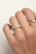 1.1 TCW Emerald Moissanite Half Eternity Wedding Band