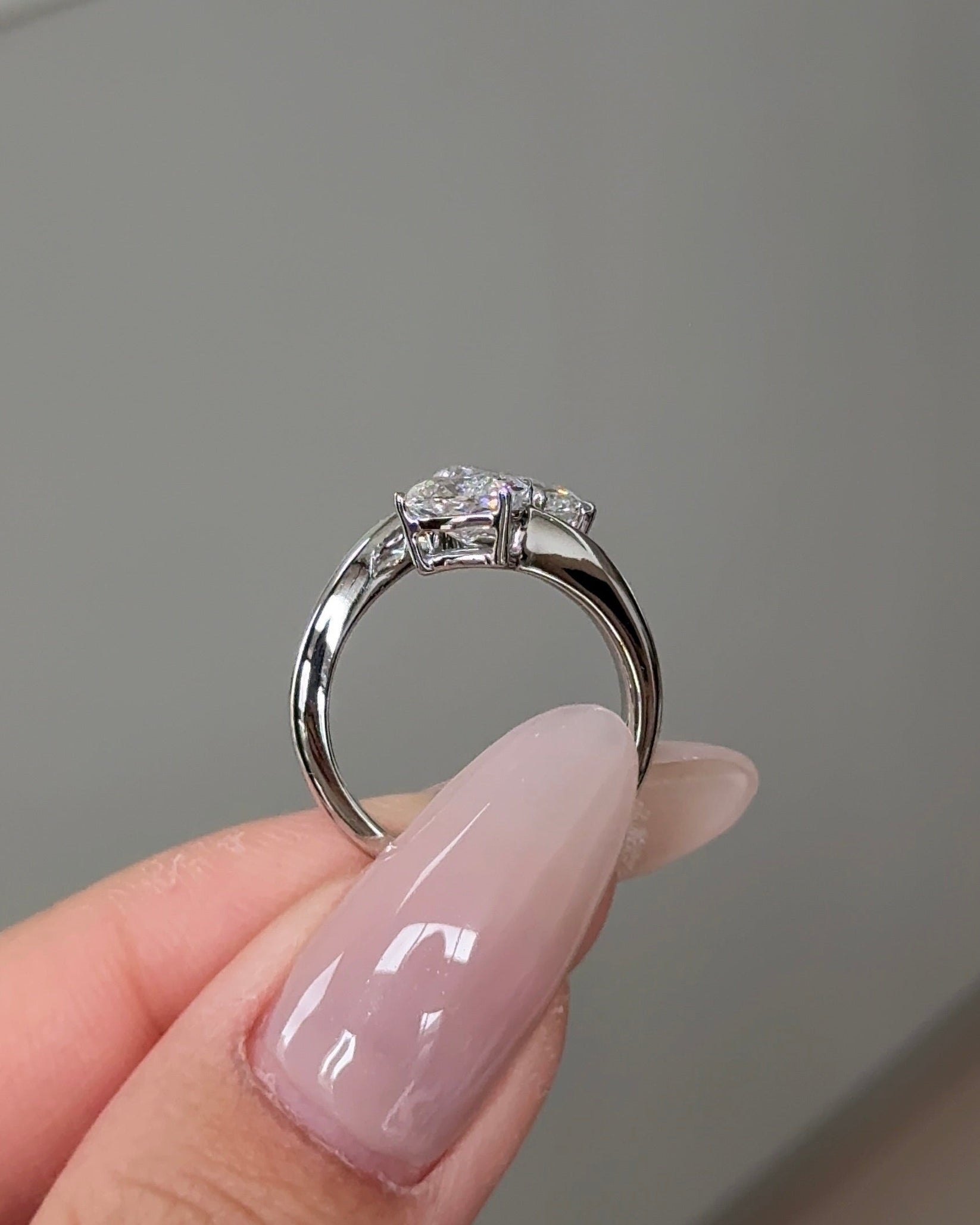 1.48 CT Pear & Cushion Lab grown Diamond Engagement Ring