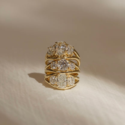 1.5 CT Round Cut Three Stone Semi Bezel Moissanite Engagement Ring