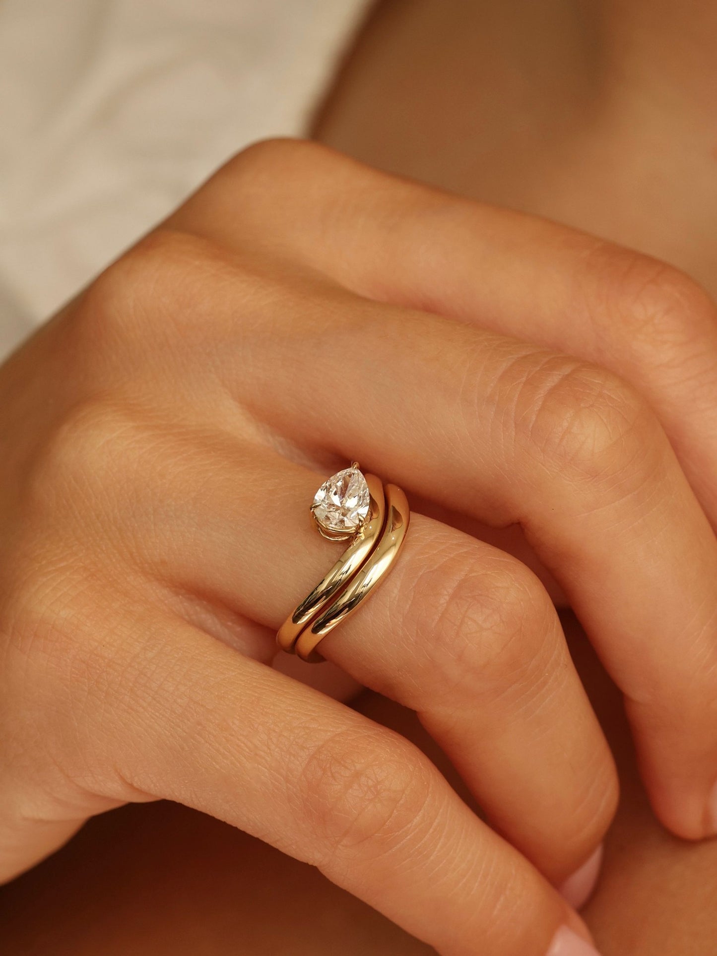 Plain Curved Stackable Wedding Band