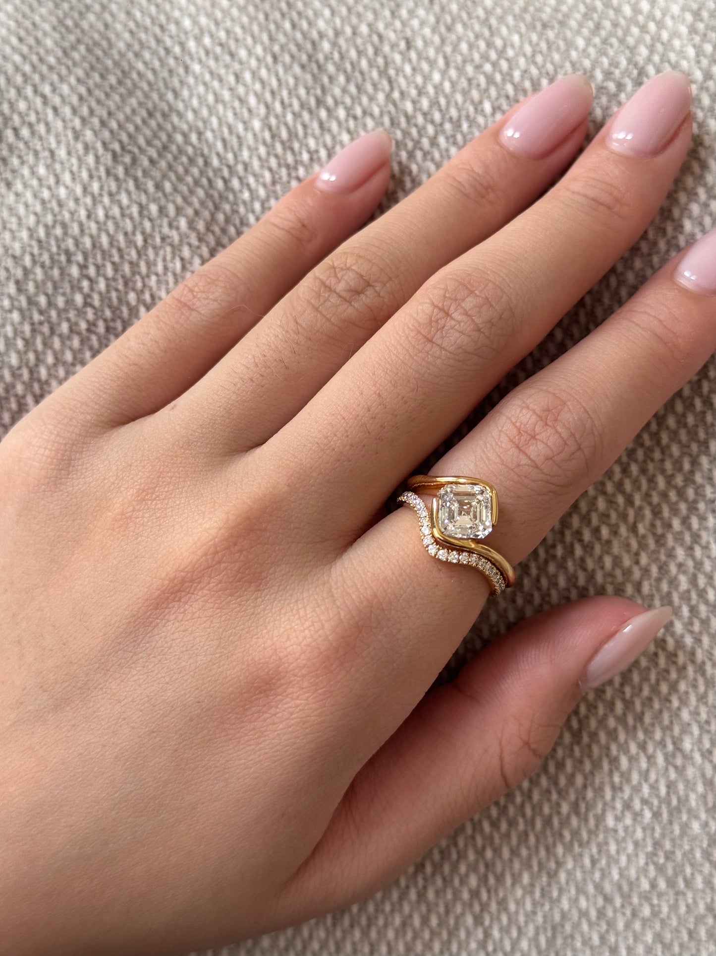 2.09 CT Asscher Cut Lab grown Diamond Engagement Ring