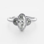 1 CT - 2 CT Oval Cut Bezel Three Stone Moissanite Engagement Ring