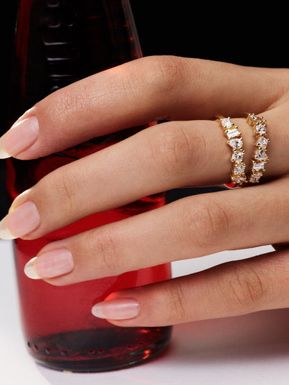 1.2 TCW Multi Shape Moissanite Diamond Double Band Style Wedding Band