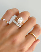 0.2 TCW Round CVD Diamond Claw Open Wedding Band
