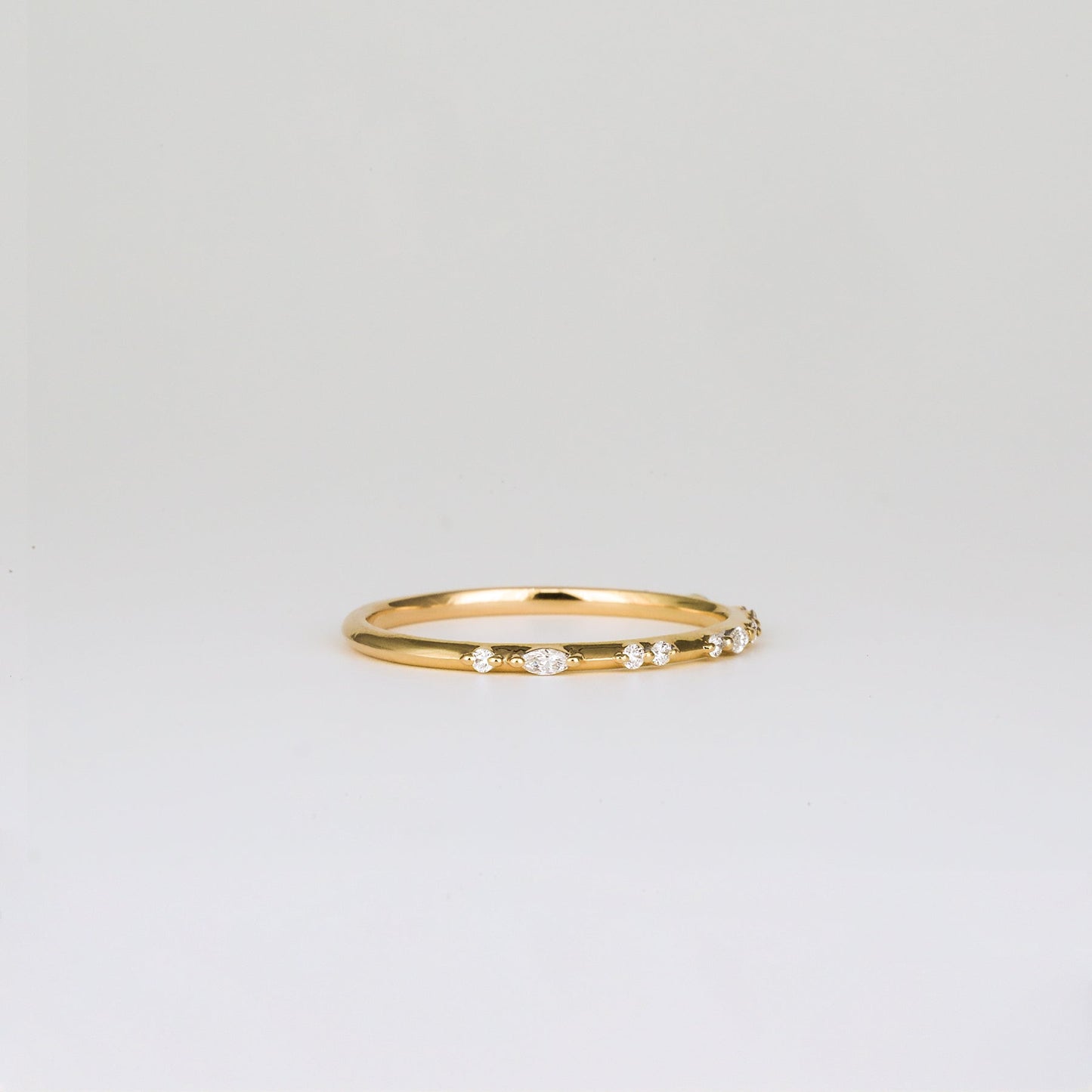 0.1 TCW Round & Marquise CVD Diamond Dainty Wedding Band