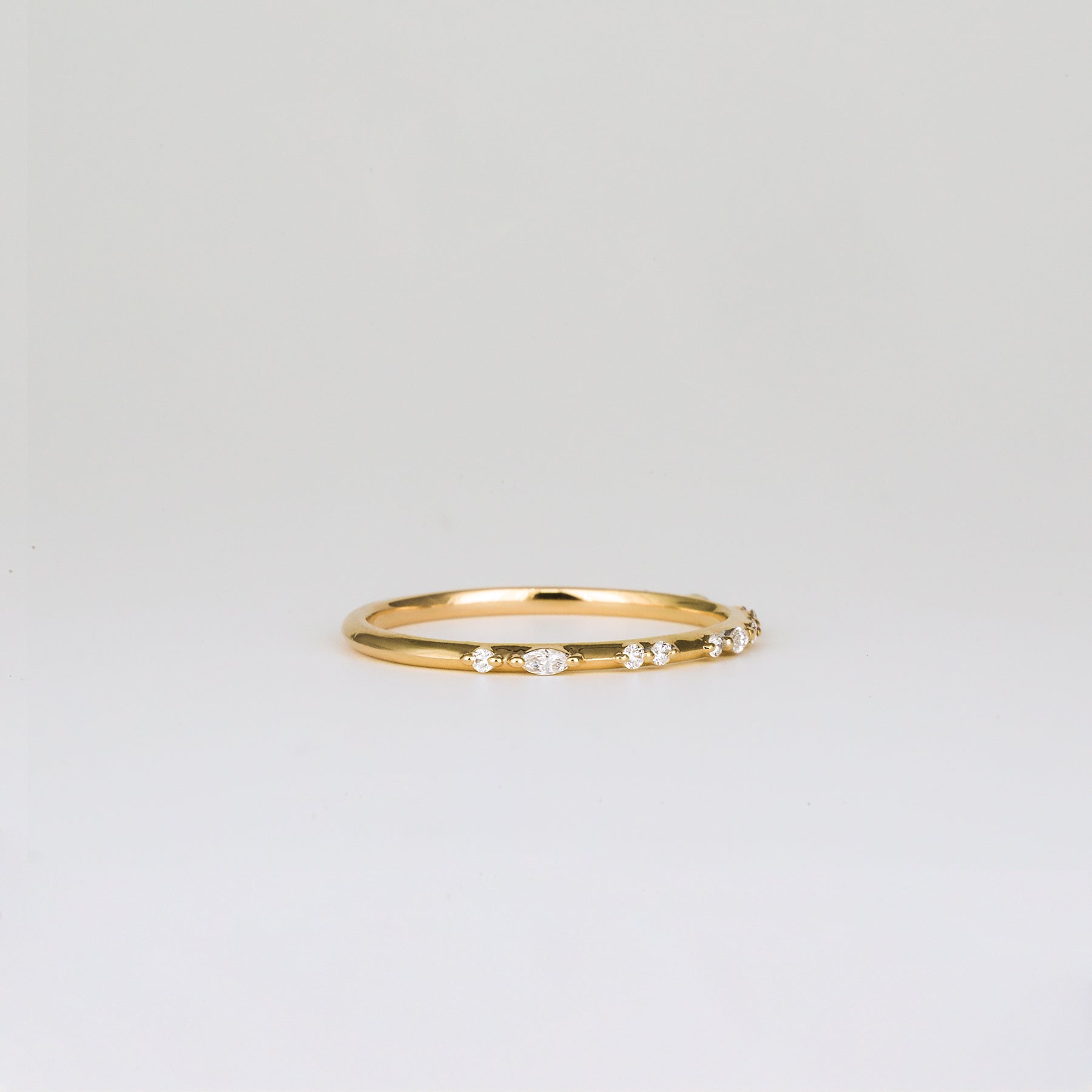 0.1 TCW Round & Marquise CVD Diamond Dainty Wedding Band