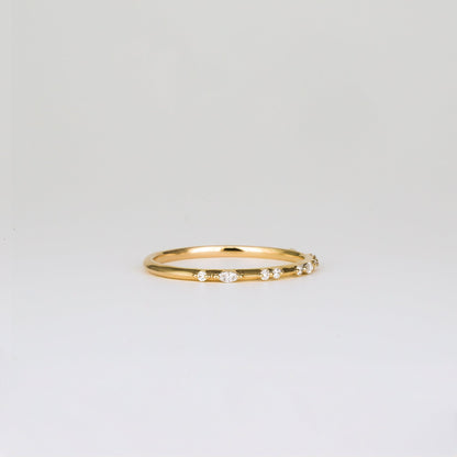 0.1 TCW Round & Marquise CVD Diamond Dainty Wedding Band