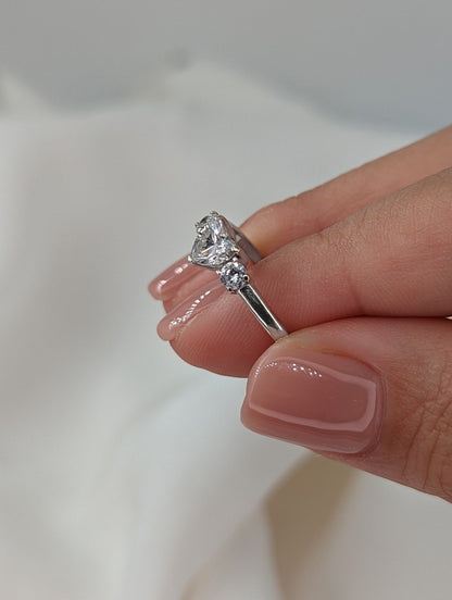 0.5 CT Heart Cut Three Stone Moissanite Engagement Ring