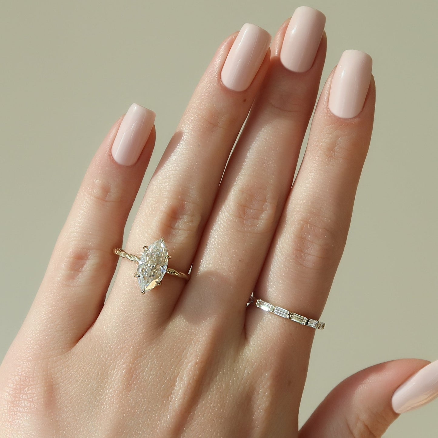 2 CT - 3 CT Marquise Cut Hidden Halo Rope Style Moissanite Engagement Ring