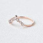 0.25 TCW Marquise & Round Moissanite V-Shape Pave Wedding Band