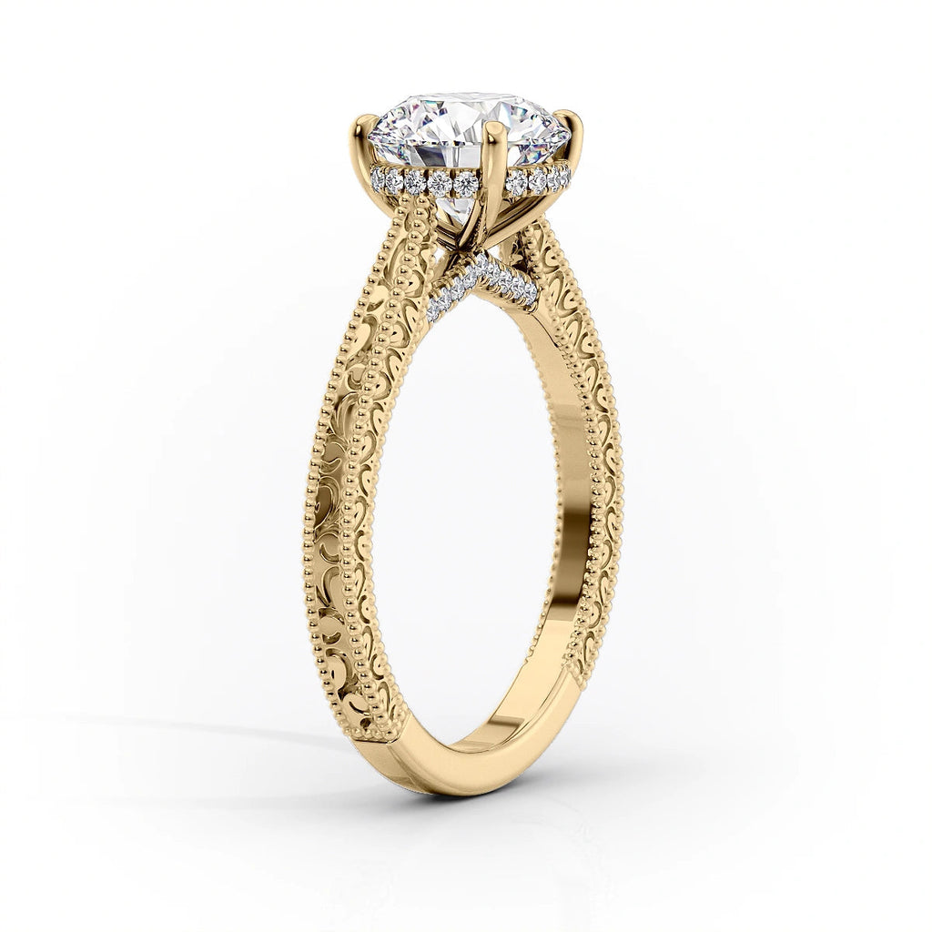 1.5 CT - 2.5 CT Oval Cut Hidden Halo Vintage Moissanite Engagement Ring