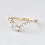 0.25 TCW Round Moissanite V-Shape Pave Wedding Band