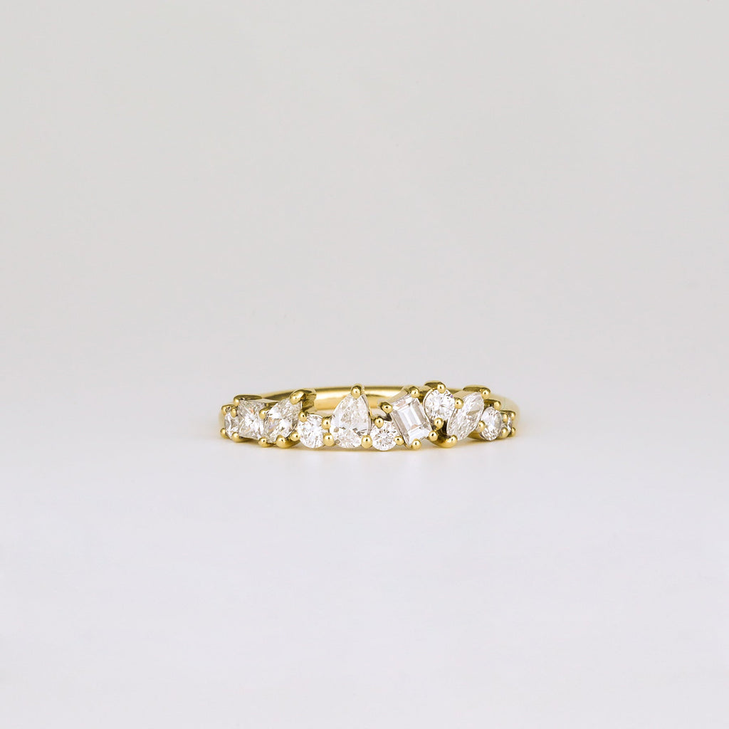 0.57 TCW Multi Shape CVD Diamond Cluster Pave Wedding Band