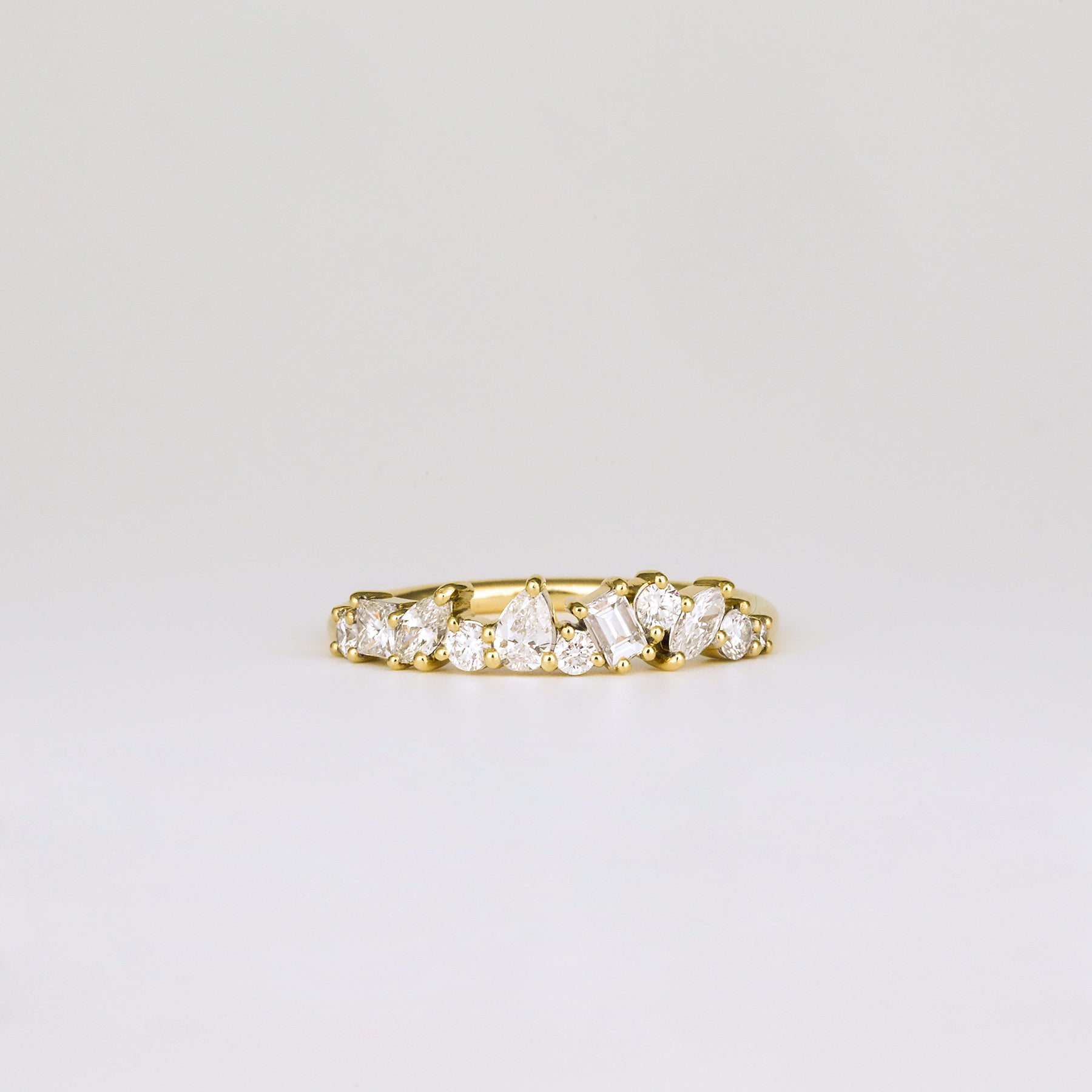 0.57 TCW Multi Shape CVD Diamond Cluster Pave Wedding Band
