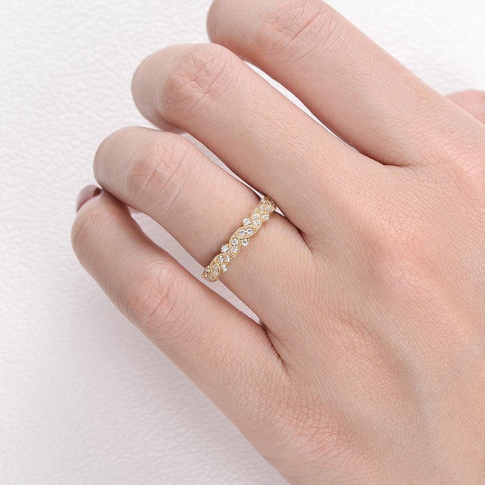 0.19 TCW Round Moissanite Vintage Inspired Style Wedding Band