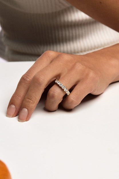 0.65 TCW Round Moissanite Half Eternity Wedding Band