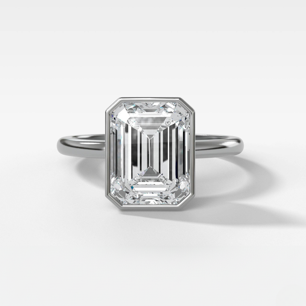 2 CT - 4 CT Emerald Cut Lab grown Diamond Solitaire Bezel Setting Engagement Ring