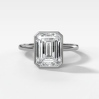 2 CT - 4 CT Emerald Cut Lab grown Diamond Solitaire Bezel Setting Engagement Ring