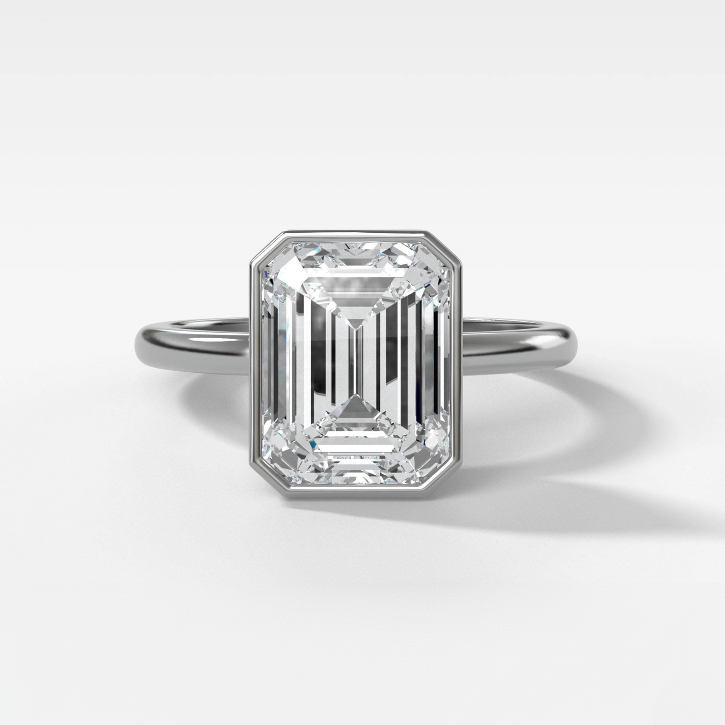 2 CT - 4 CT Emerald Cut Lab grown Diamond Solitaire Bezel Setting Engagement Ring