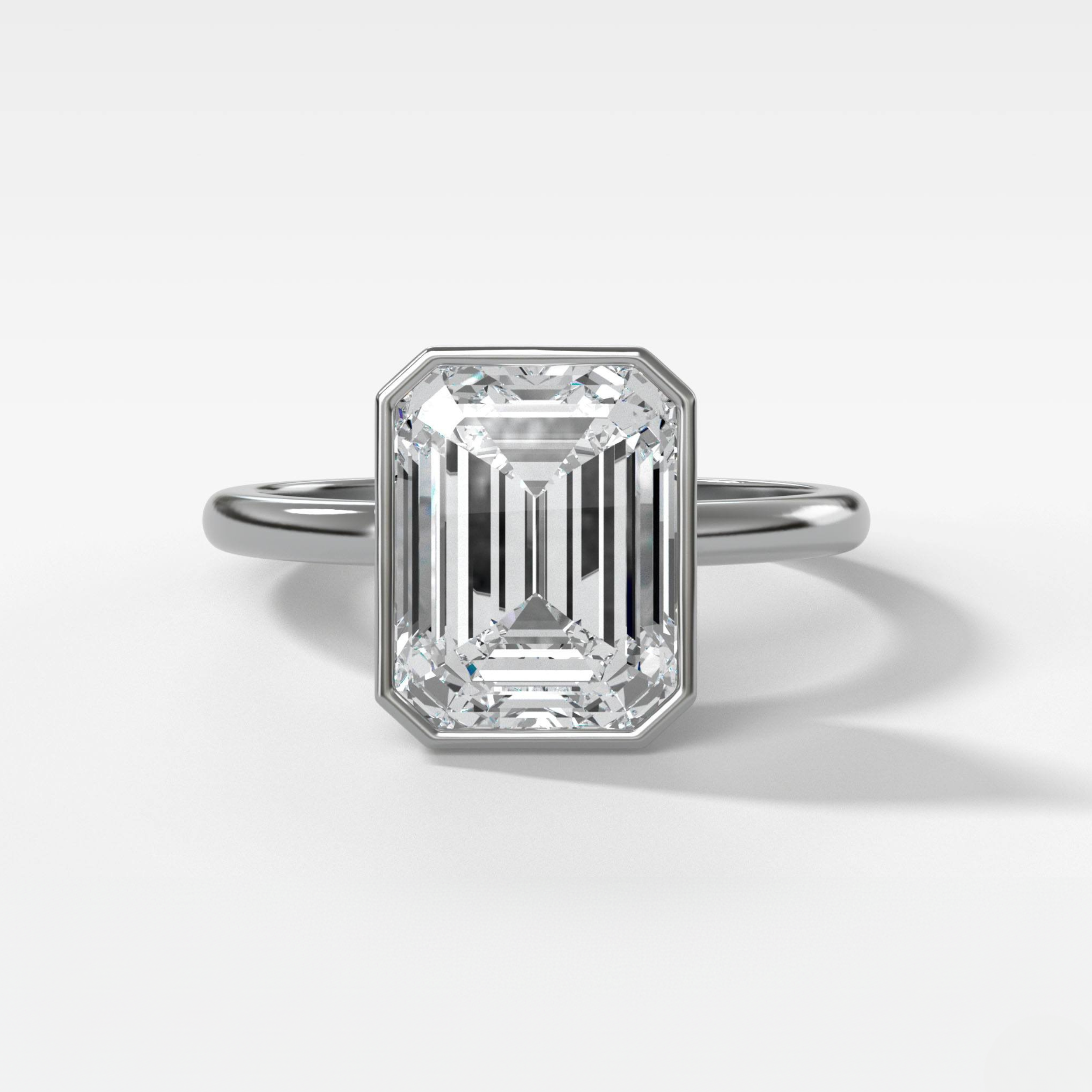 2 CT - 4 CT Emerald Cut Lab grown Diamond Solitaire Bezel Setting Engagement Ring