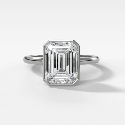 2 CT - 4 CT Emerald Cut Lab grown Diamond Solitaire Bezel Setting Engagement Ring