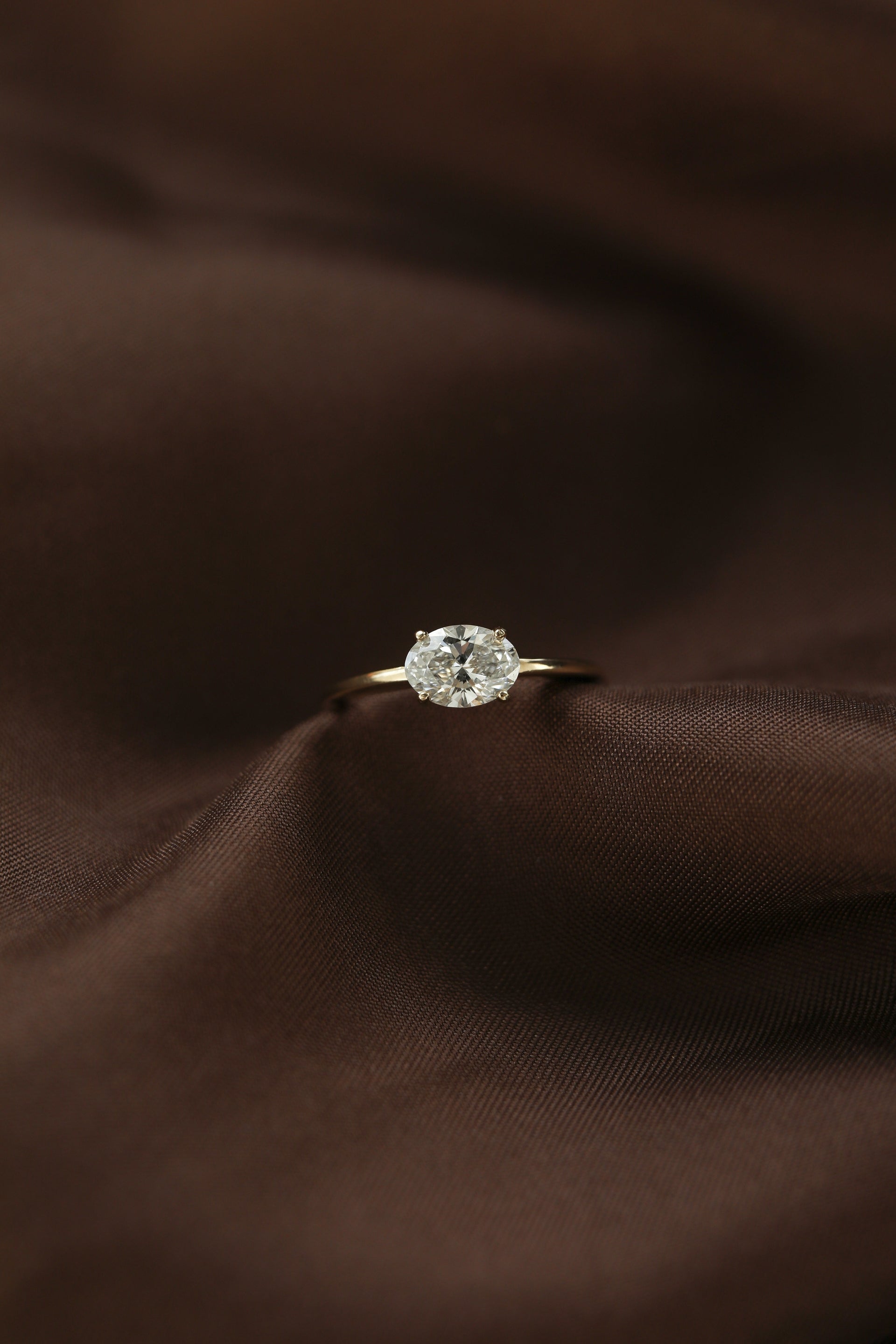 0.75 CT - 1.5 CT East-West Oval Cut Lab grown Diamond Solitaire Engagement Ring