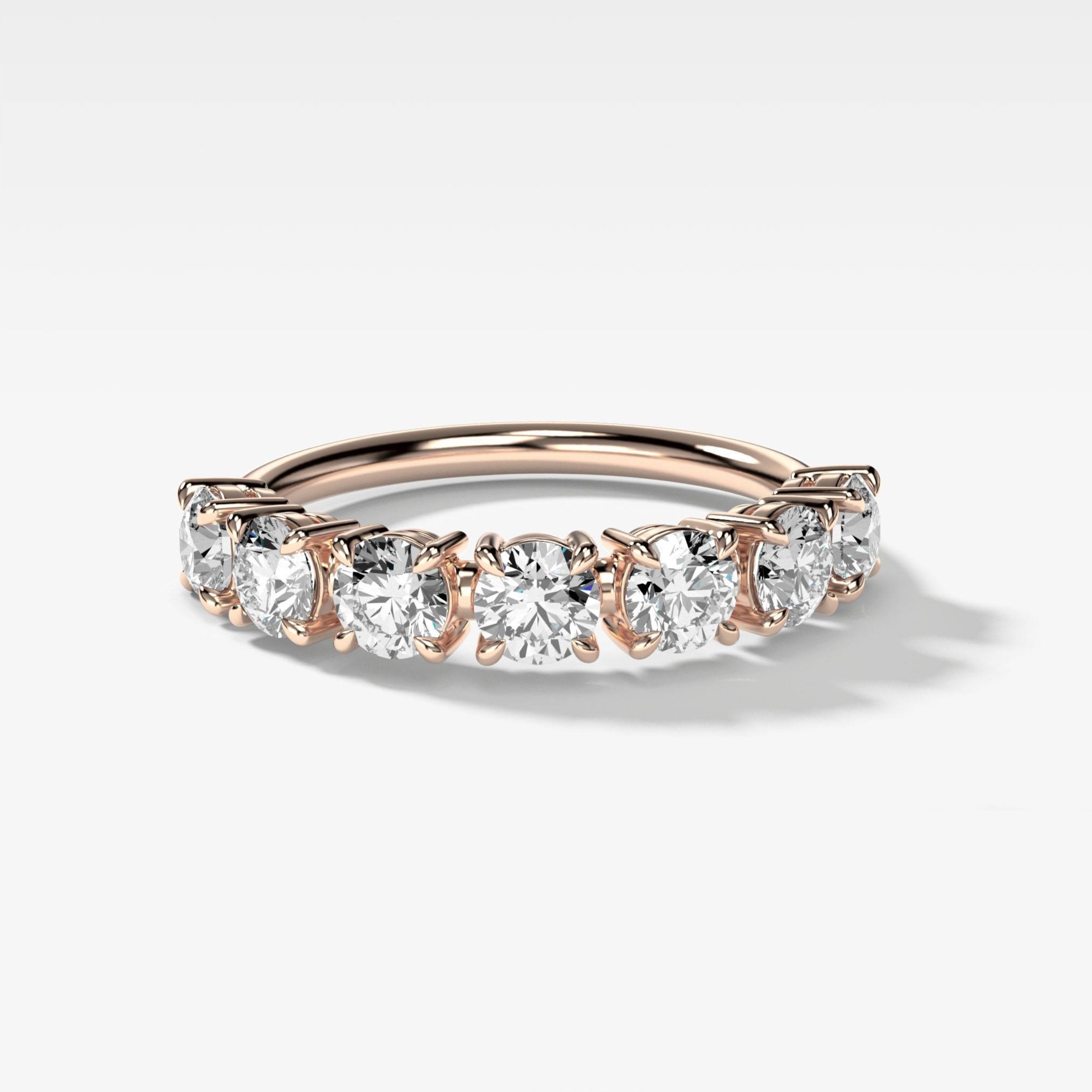1.4 TCW Round CVD Diamond Claw Pave Wedding Band