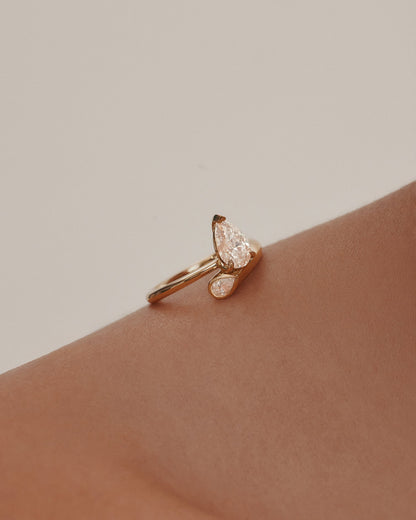 1 CT - 3 CT Pear Cut Lab grown Diamond Bypass Side Stone Engagement Ring