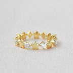 0.65 TCW Round Moissanite Flower Inspired Cluster Wedding Band
