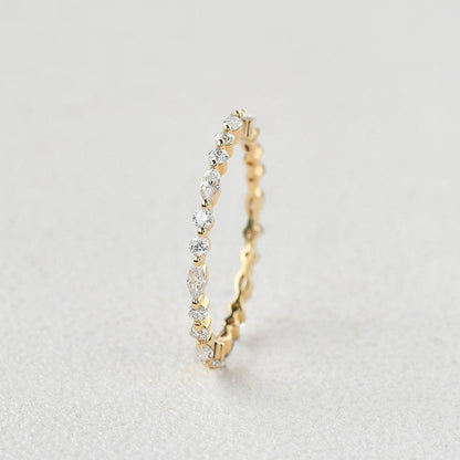 0.17 TCW Marquise & Round Moissanite Full Eternity Wedding Band