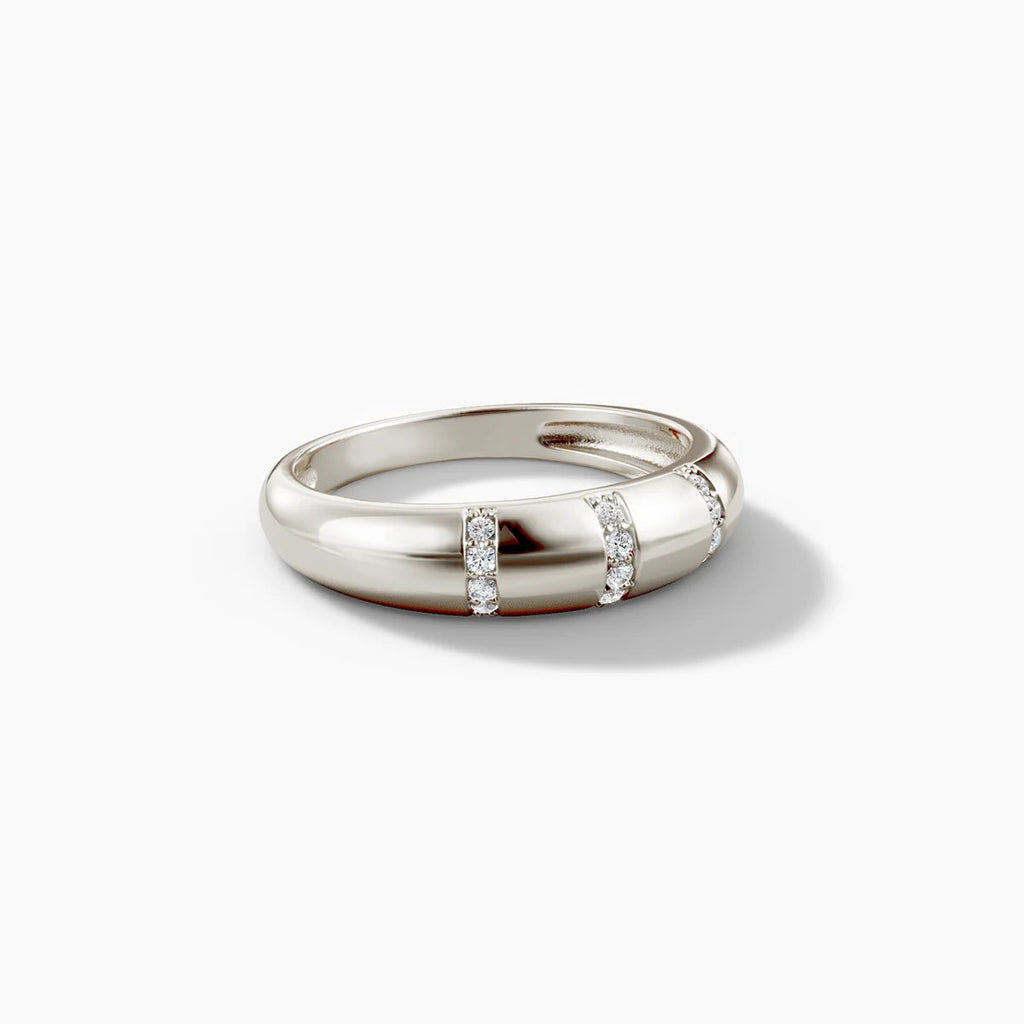 0.08 TCW Round Moissanite Pave Unique Wedding Band