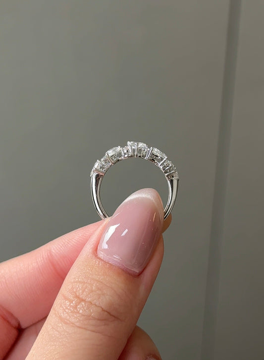 Pear & Round CVD Diamond Pave Wedding Band