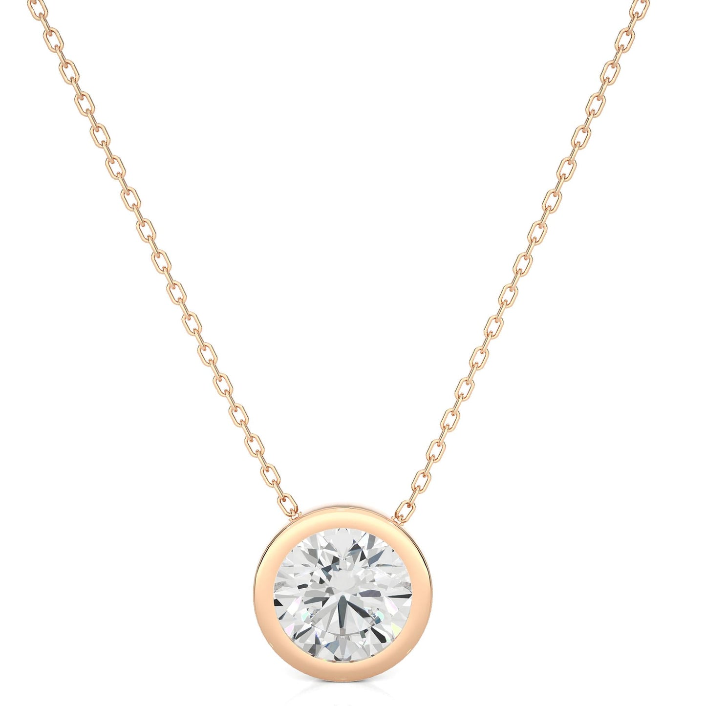 1.08 CT Round Cut Moissanite Diamond Bezel Necklace