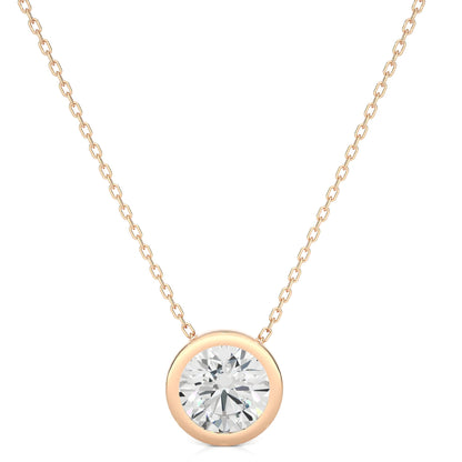 1.08 CT Round Cut Moissanite Diamond Bezel Necklace