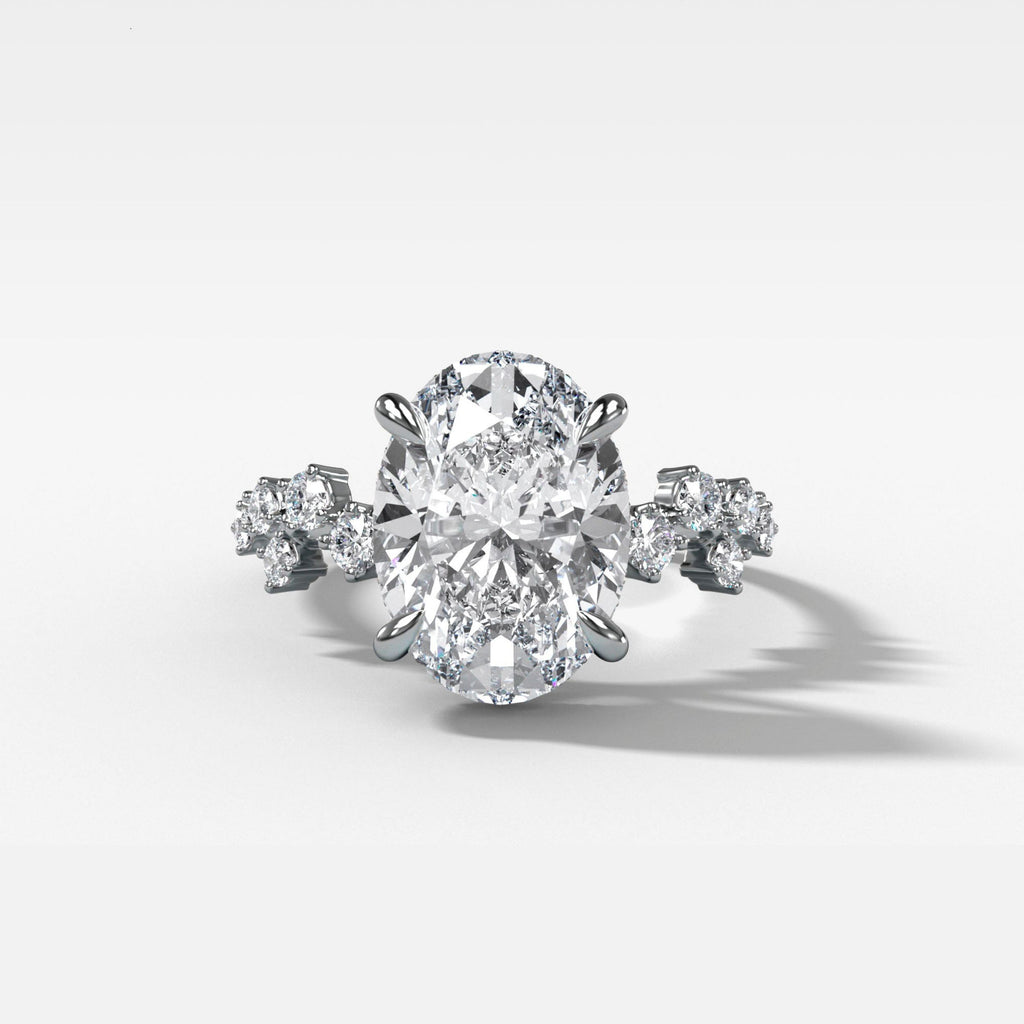 1 CT - 3 CT Oval Cut Lab grown Diamond Cluster Engagement Ring