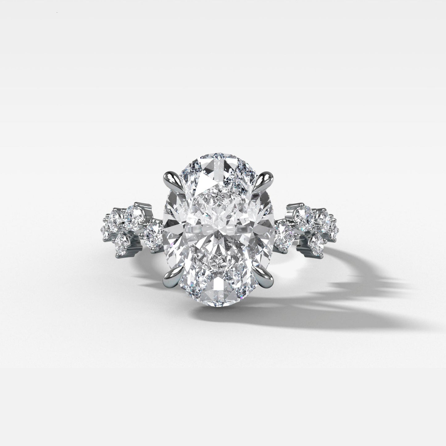 1 CT - 3 CT Oval Cut Lab grown Diamond Cluster Engagement Ring