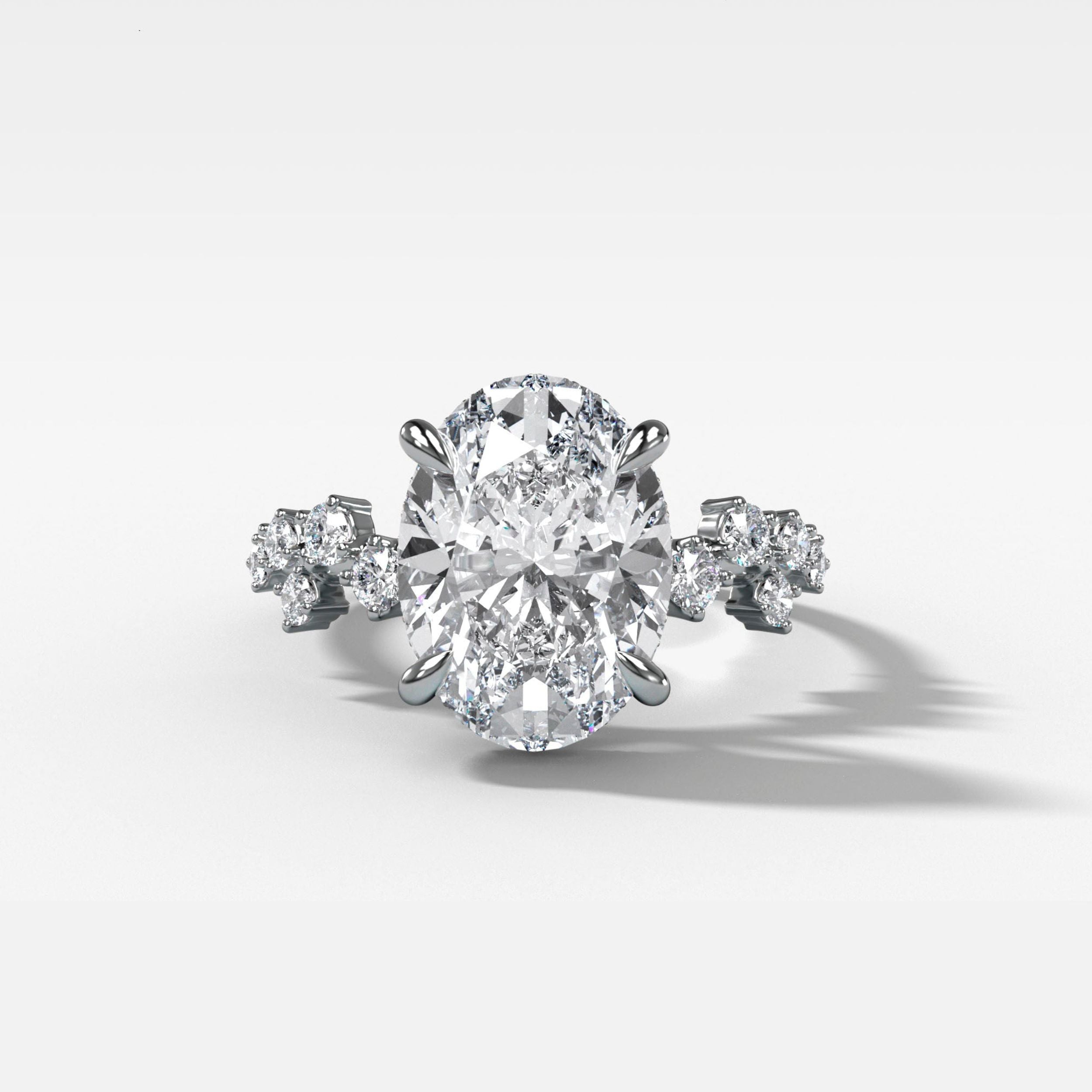 1 CT - 3 CT Oval Cut Lab grown Diamond Cluster Engagement Ring