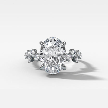 1 CT - 3 CT Oval Cut Lab grown Diamond Cluster Engagement Ring