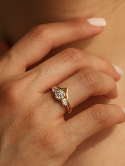 1 CT - 3 CT Round Cut Lab grown Diamond Three Stone Engagement Ring