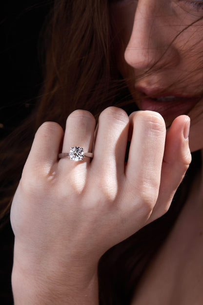 2 CT Round Cut Cathedral Setting Solitaire Moissanite Engagement Ring